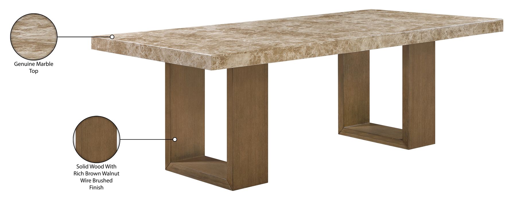 Meridian Furniture - Ananda 84" Brown Genuine Marble Dining Table - 88040-DT84 - GreatFurnitureDeal