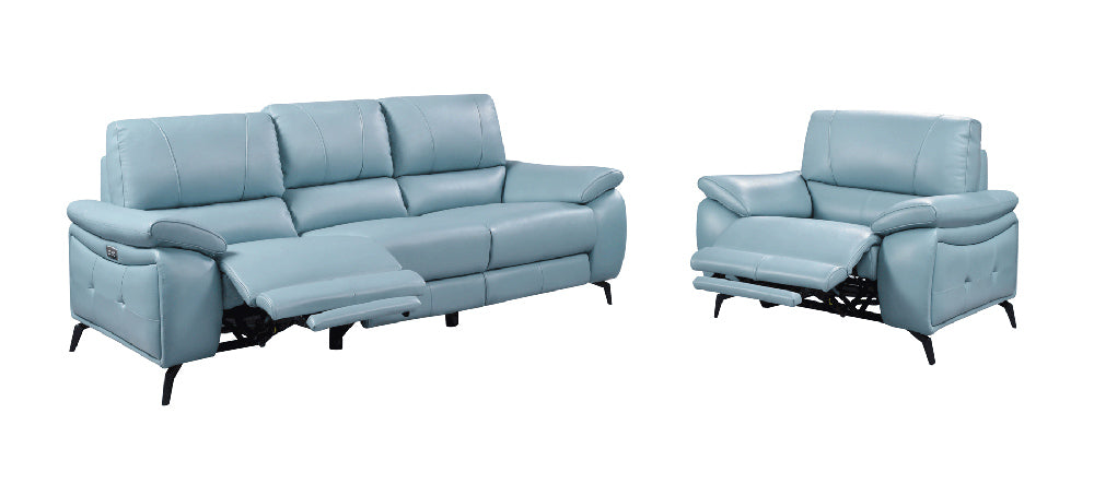 ESF Furniture - 2934 Loveseat w/ 2 Electric Recliner in Blue - 29342BLUE