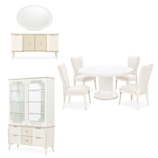 AICO Furniture - La Marisia 6 Piece Round Dining Room Set - Creamy Pearl - 9089001-112-6SET - GreatFurnitureDeal