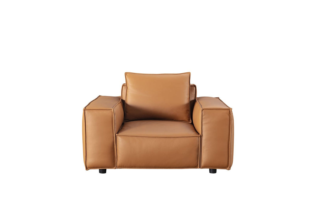 American Eagle Furniture - EK8008 Medium Brown Full Leather 3 Piece Living Room Set - EK8008-MB-SLC