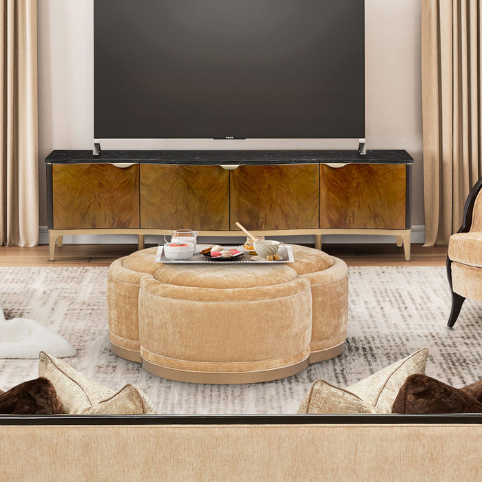 AICO Furniture - Malibu Crest"TV Console"Crotch Mahogany - 9007081-411