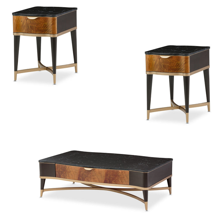 AICO Furniture - Malibu Crest 3 Piece Ocassional Set in Crotch Mahogany - 9007201-202-411