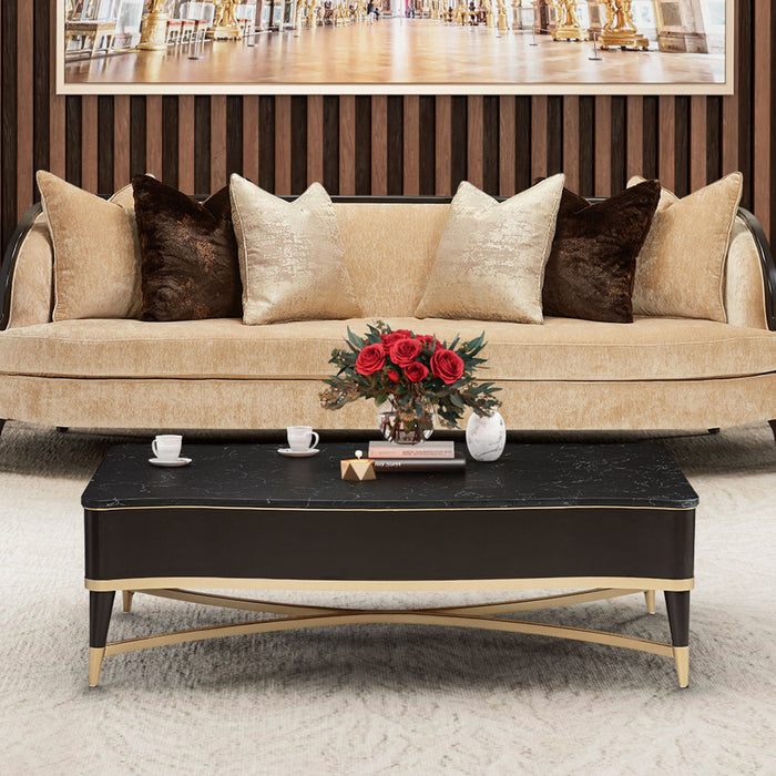 AICO Furniture - Malibu Crest Cocktail Table in Crotch Mahogany - 9007201-411 - GreatFurnitureDeal