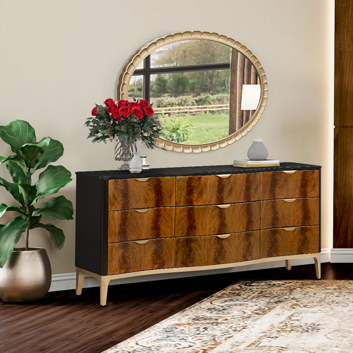 AICO Furniture - Malibu Crest"Oval Wall Mirror"Burnished Gold - 9007260-824