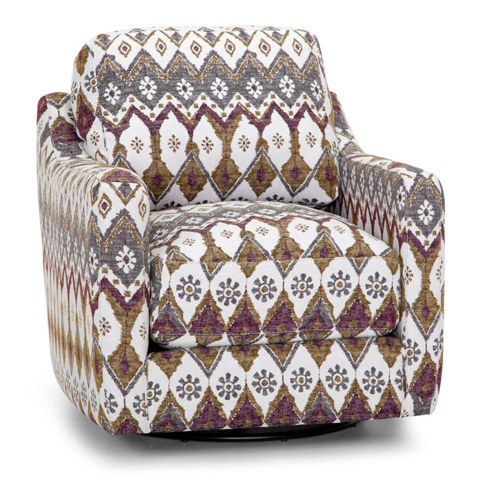 Franklin Furniture - 900 Kellan Swivel Accent Chair with Round Ottoman in Plum - 2183-77618-KELLAN