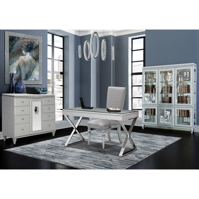 AICO Furniture - Melrose Plaza"2 Piece Writing Desk w/Glass Top in Dove - 9019277-217-118