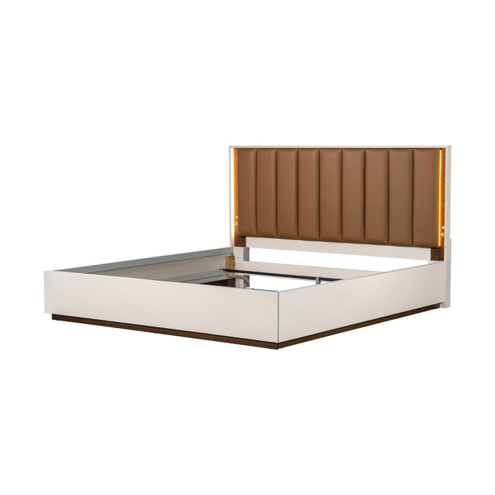 AICO Furniture - Pavira Queen Bed with LED Lights in Walnut - 9023012QN03-204