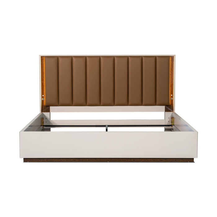 AICO Furniture - Pavira Queen Bed with LED Lights in Walnut - 9023012QN03-204