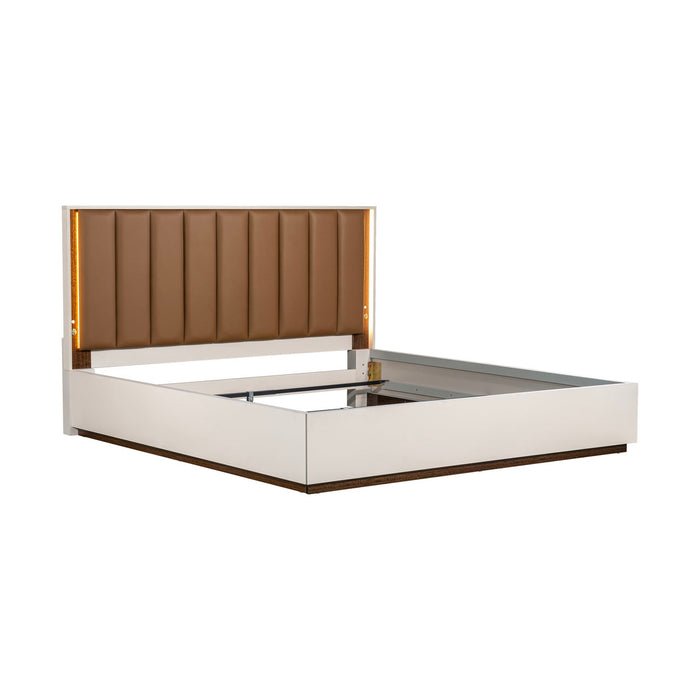AICO Furniture - Pavira Queen Bed with LED Lights in Walnut - 9023012QN03-204