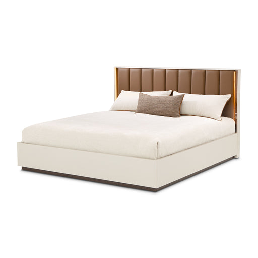 AICO Furniture - Pavira Queen Bed with LED Lights in Walnut - 9023012QN03-204 - GreatFurnitureDeal