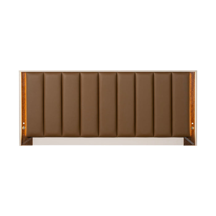 AICO Furniture - Pavira Queen Bed with LED Lights in Walnut - 9023012QN03-204