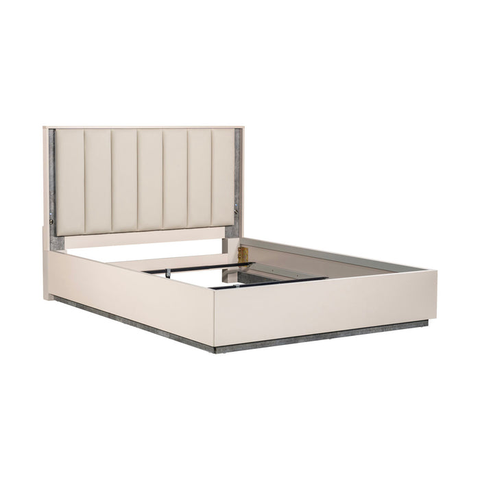 AICO Furniture - Pavira 5 Piece Queen Bedroom Set in Stone - 9023012QN03-040-837-5SET - GreatFurnitureDeal