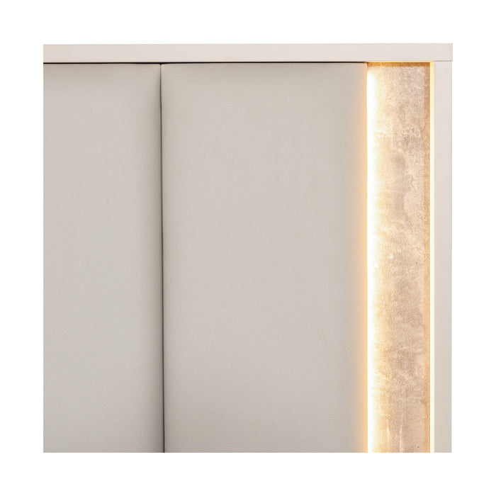 AICO Furniture - Pavira 3 Piece King Bedroom Set in Stone - 9023014EK03-040-837-3SET - GreatFurnitureDeal