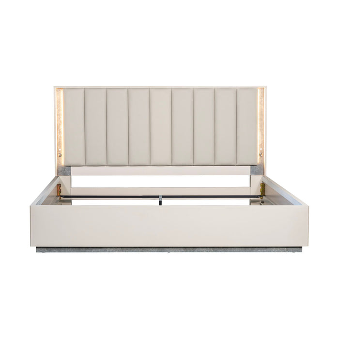 AICO Furniture - Pavira 3 Piece King Bedroom Set in Stone - 9023014EK03-040-837-3SET - GreatFurnitureDeal