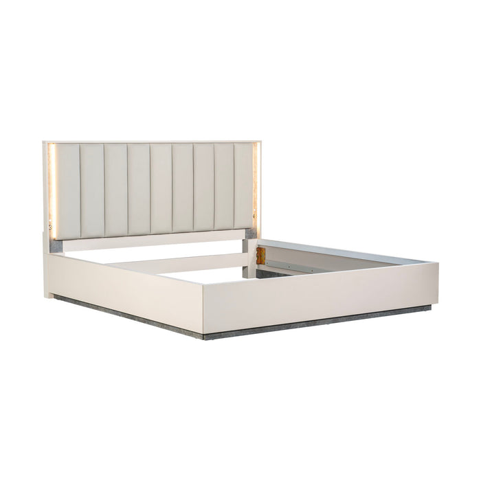 AICO Furniture - Pavira King Bed in Stone - 9023014EK03-837 - GreatFurnitureDeal
