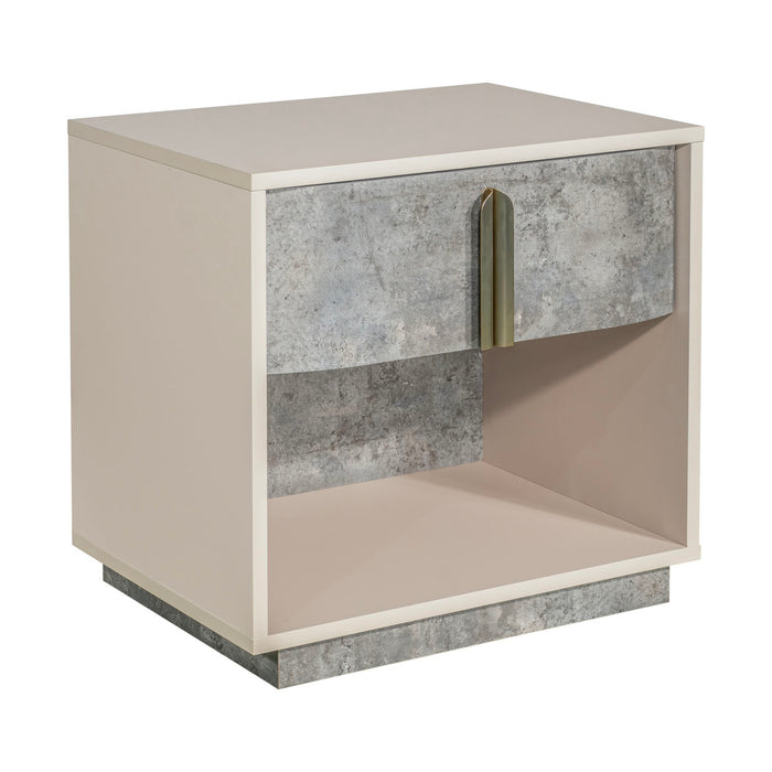 AICO Furniture - Pavira 1-Drawer Nightstand with LED Lights in Stone - 9023040-837 - GreatFurnitureDeal