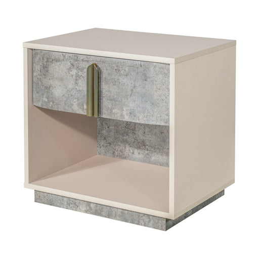 AICO Furniture - Pavira 1-Drawer Nightstand with LED Lights in Stone - 9023040-837 - GreatFurnitureDeal