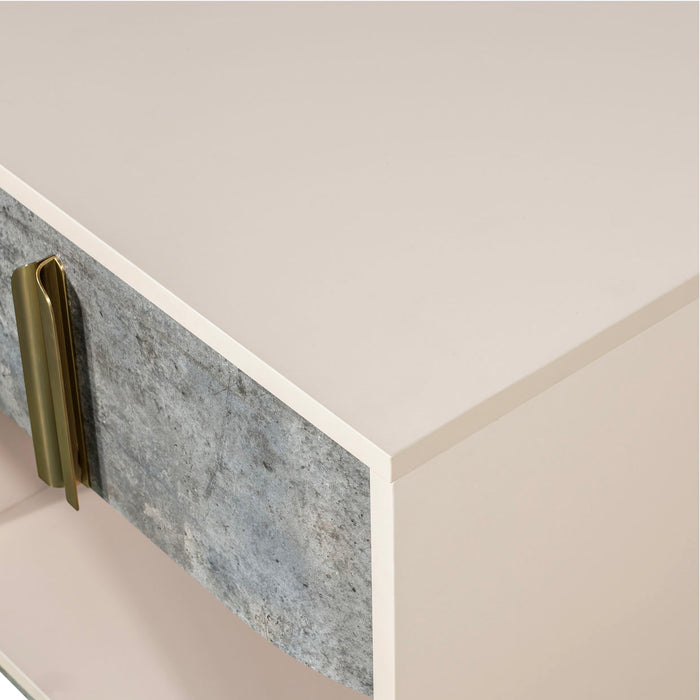 AICO Furniture - Pavira 1-Drawer Nightstand with LED Lights in Stone - 9023040-837 - GreatFurnitureDeal