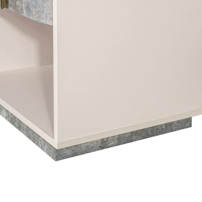 AICO Furniture - Pavira 1-Drawer Nightstand with LED Lights in Stone - 9023040-837 - GreatFurnitureDeal
