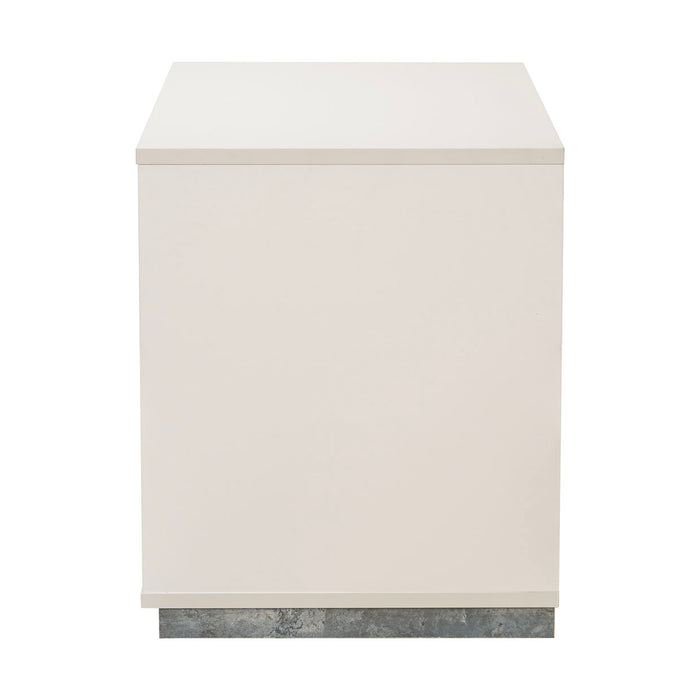 AICO Furniture - Pavira 1-Drawer Nightstand with LED Lights in Stone - 9023040-837 - GreatFurnitureDeal