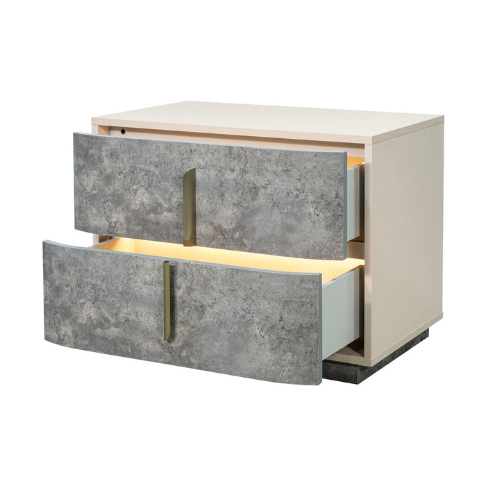 AICO Furniture - Pavira 2-Drawer Nightstand in Stone - 9023042-837 - GreatFurnitureDeal