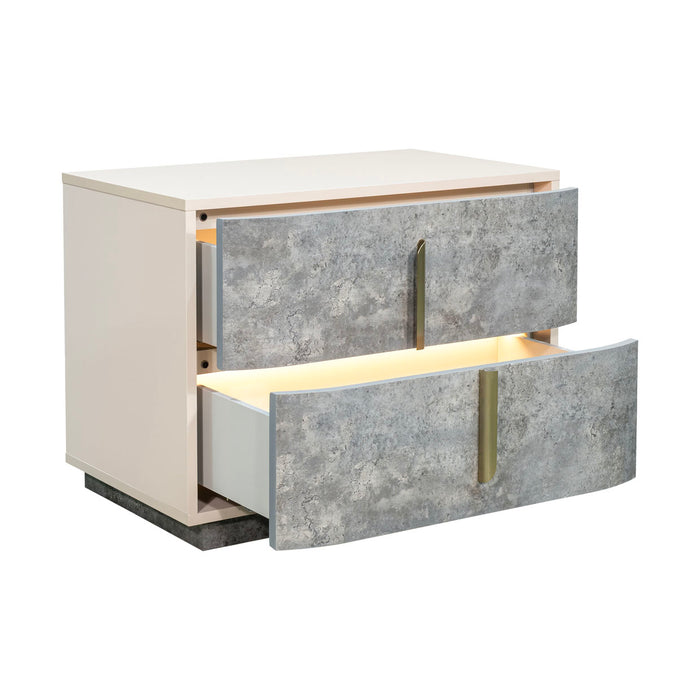 AICO Furniture - Pavira 3 Piece King Bedroom Set in Stone - 9023014EK03-042-837-3SET - GreatFurnitureDeal