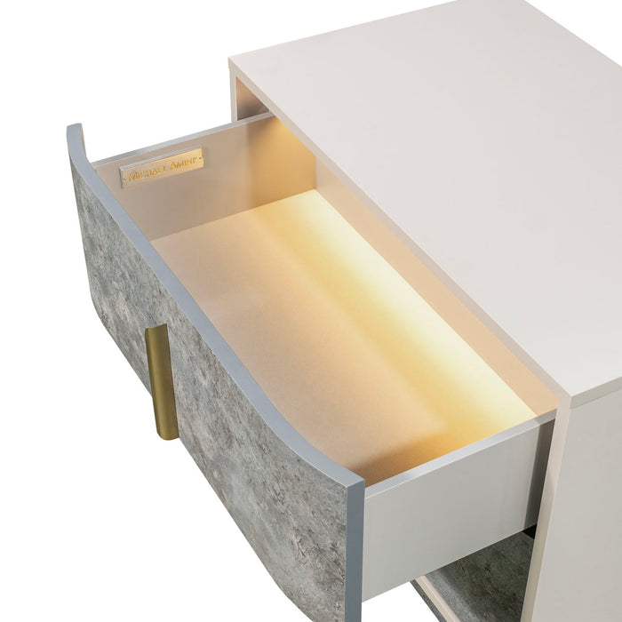 AICO Furniture - Pavira 2-Drawer Nightstand in Stone - 9023042-837 - GreatFurnitureDeal