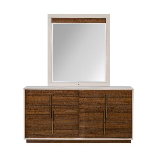 AICO Furniture - Pavira Dresser with Mirror in Walnut - 9023050SA-060-204 - GreatFurnitureDeal