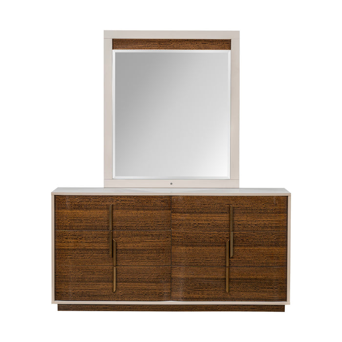AICO Furniture - Pavira Dresser with Mirror in Walnut - 9023050SA-060-204 - GreatFurnitureDeal
