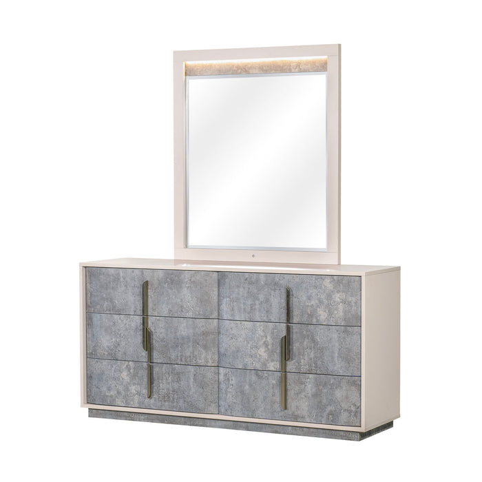 AICO Furniture - Pavira Dresser with Mirror in Stone - 9023050SA-060-837 - GreatFurnitureDeal