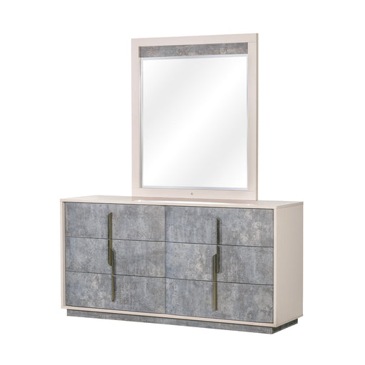 AICO Furniture - Pavira Dresser with Mirror in Stone - 9023050SA-060-837 - GreatFurnitureDeal