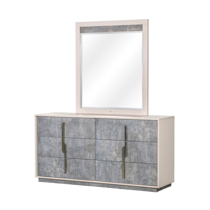 AICO Furniture - Pavira Dresser with Mirror in Stone - 9023050SA-060-837 - GreatFurnitureDeal