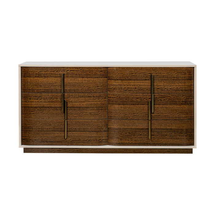 AICO Furniture - Pavira 5 Piece King Bedroom Set with LED Lighting in Walnut - 9023014EK03-204-5SET