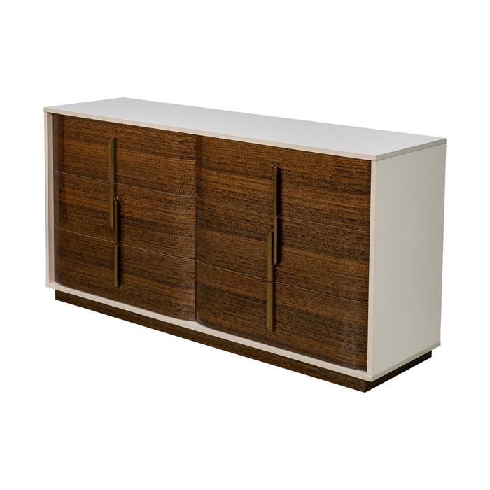 AICO Furniture - Pavira 5 Piece King Bedroom Set with LED Lighting in Walnut - 9023014EK03-204-5SET