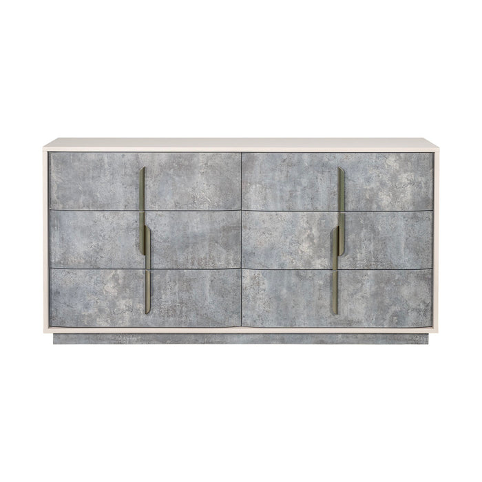 AICO Furniture - Pavira Dresser with Mirror in Stone - 9023050SA-060-837 - GreatFurnitureDeal