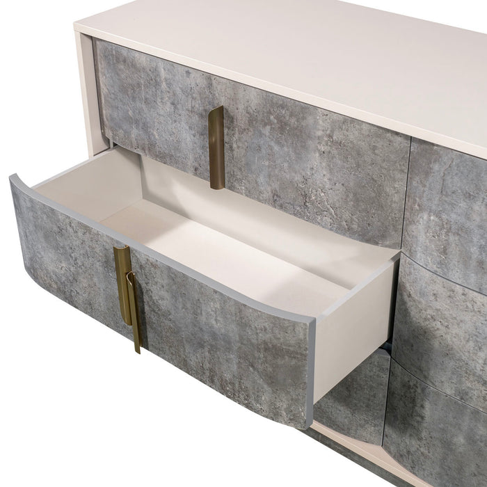 AICO Furniture - Pavira Dresser with Mirror in Stone - 9023050SA-060-837 - GreatFurnitureDeal