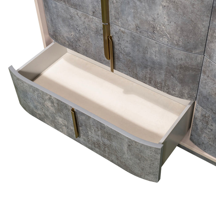 AICO Furniture - Pavira Dresser with Mirror in Stone - 9023050SA-060-837 - GreatFurnitureDeal