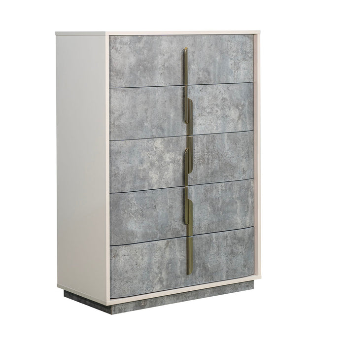AICO Furniture - Pavira 5-Drawer Chest in Stone - 9023070SA-837 - GreatFurnitureDeal