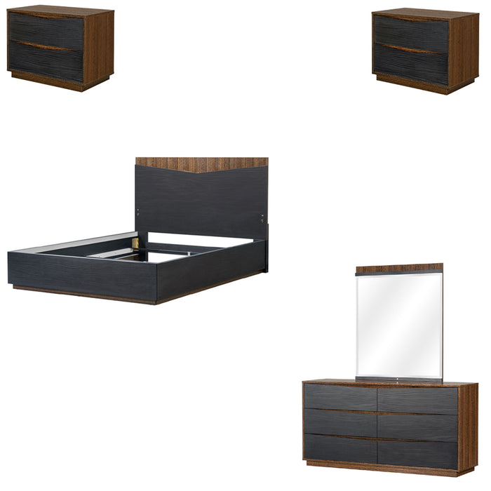 AICO Furniture - Kayner 5 Piece King Bedroom Set in Charcoal - 9024014EK3-042-838-5SET - GreatFurnitureDeal