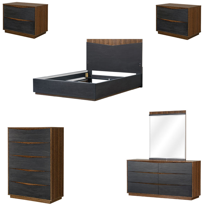 AICO Furniture - Kayner 6 Piece King Bedroom Set in Charcoal - 9024014EK3-042-838-6SET - GreatFurnitureDeal