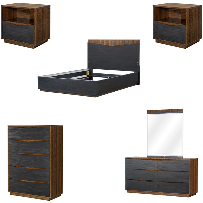 AICO Furniture - Kayner 6 Piece Queen Bedroom Set in Charcoal - 9024012QN3-040-838-6SET - GreatFurnitureDeal