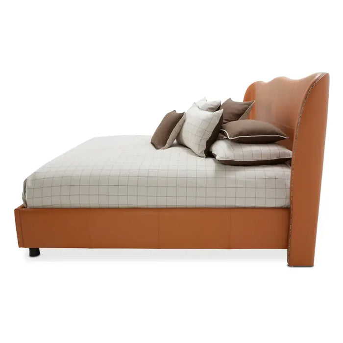 AICO Furniture - Cosmopolitan 21 King Upholstered Wing Bed in Orange - 9029014-812 - GreatFurnitureDeal