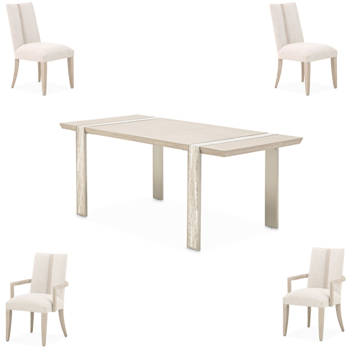 AICO Furniture - Lotus Bay 5 Piece Narrow Dining Table Set in Sand - 9030000-138-5SET - GreatFurnitureDeal