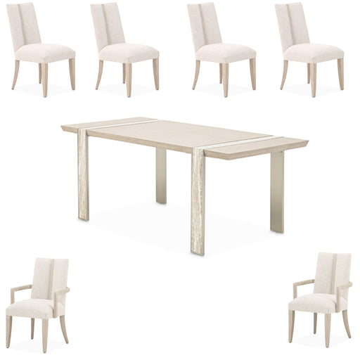 AICO Furniture - Lotus Bay 7 Piece Narrow Dining Table Set in Sand - 9030000-138-7SET - GreatFurnitureDeal
