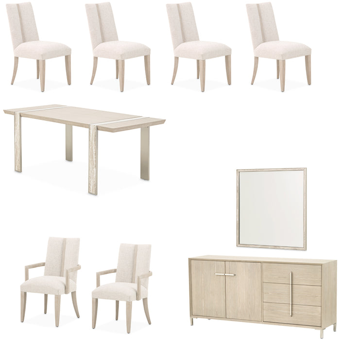 AICO Furniture - Lotus Bay 9 Piece Narrow Dining Table Set in Sand - 9030000-138-9SET - GreatFurnitureDeal