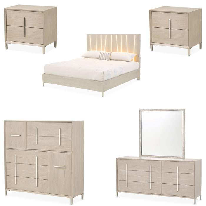 AICO Furniture - Lotus Bay 6 Piece King Bedroom Set in Sand - 9030000EK3-138-6SET - GreatFurnitureDeal