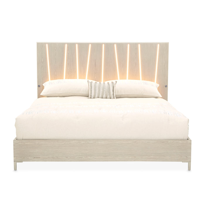 AICO Furniture - Lotus Bay King Bed with LED Lights in Sand - 9030000EK3-138 - GreatFurnitureDeal