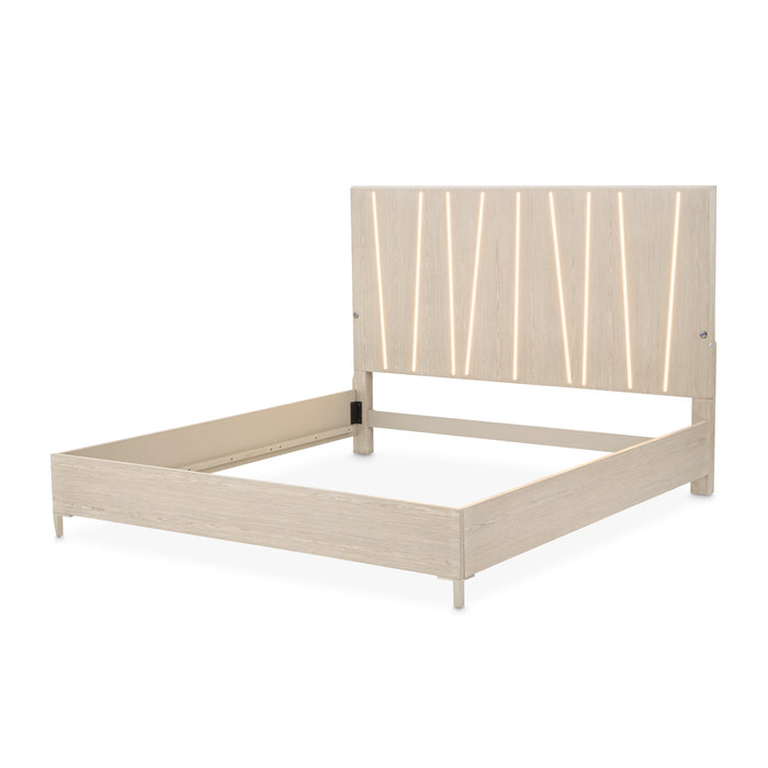 AICO Furniture - Lotus Bay King Bed with LED Lights in Sand - 9030000EK3-138 - GreatFurnitureDeal