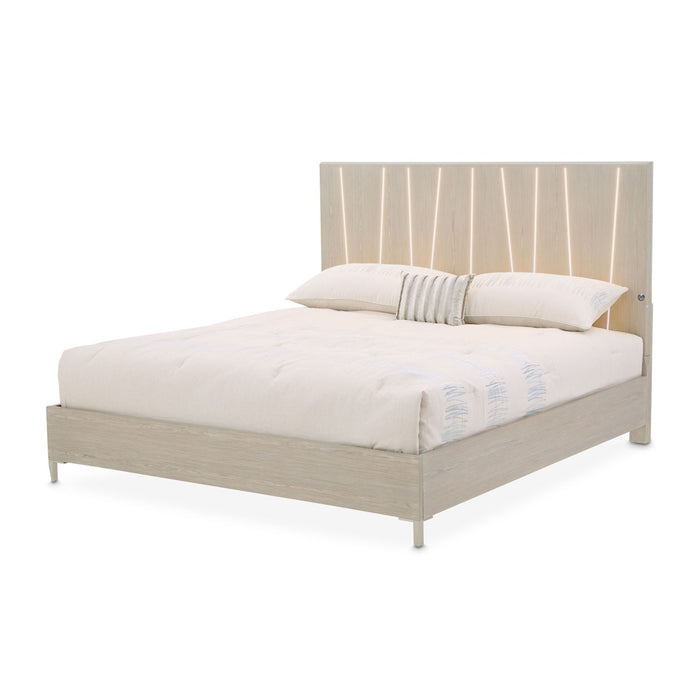 AICO Furniture - Lotus Bay King Bed with LED Lights in Sand - 9030000EK3-138 - GreatFurnitureDeal