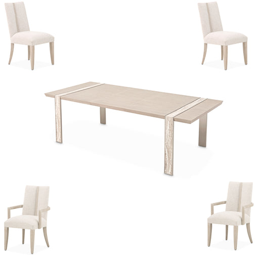 AICO Furniture - Lotus Bay 5 Piece Wide Dining Table Set in Sand - 9030002-138-5SET - GreatFurnitureDeal